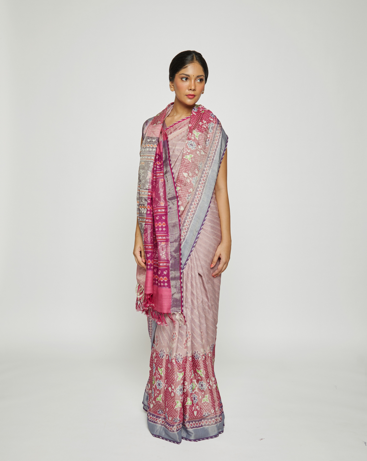 Suklah Handwoven Ikat Eri Silk Saree