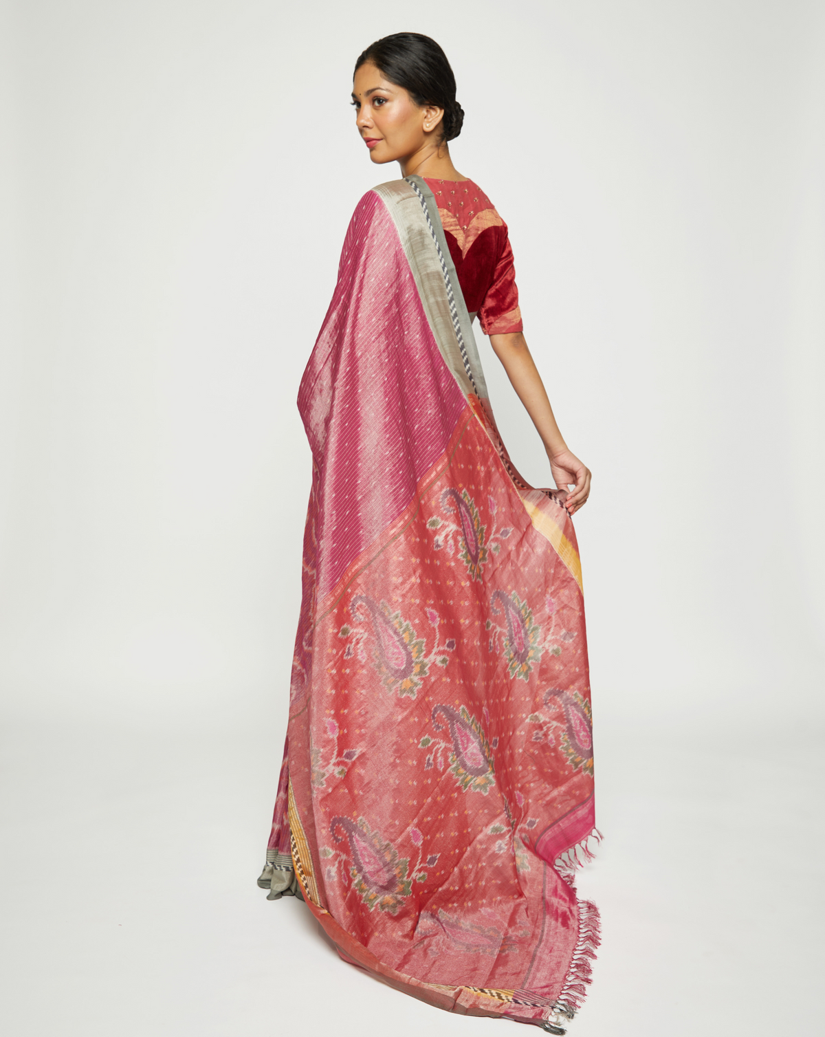 Sonah Handwoven Ikat Eri Silk Saree