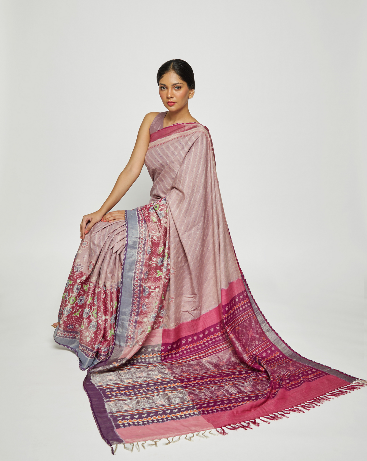 Suklah Handwoven Ikat Eri Silk Saree