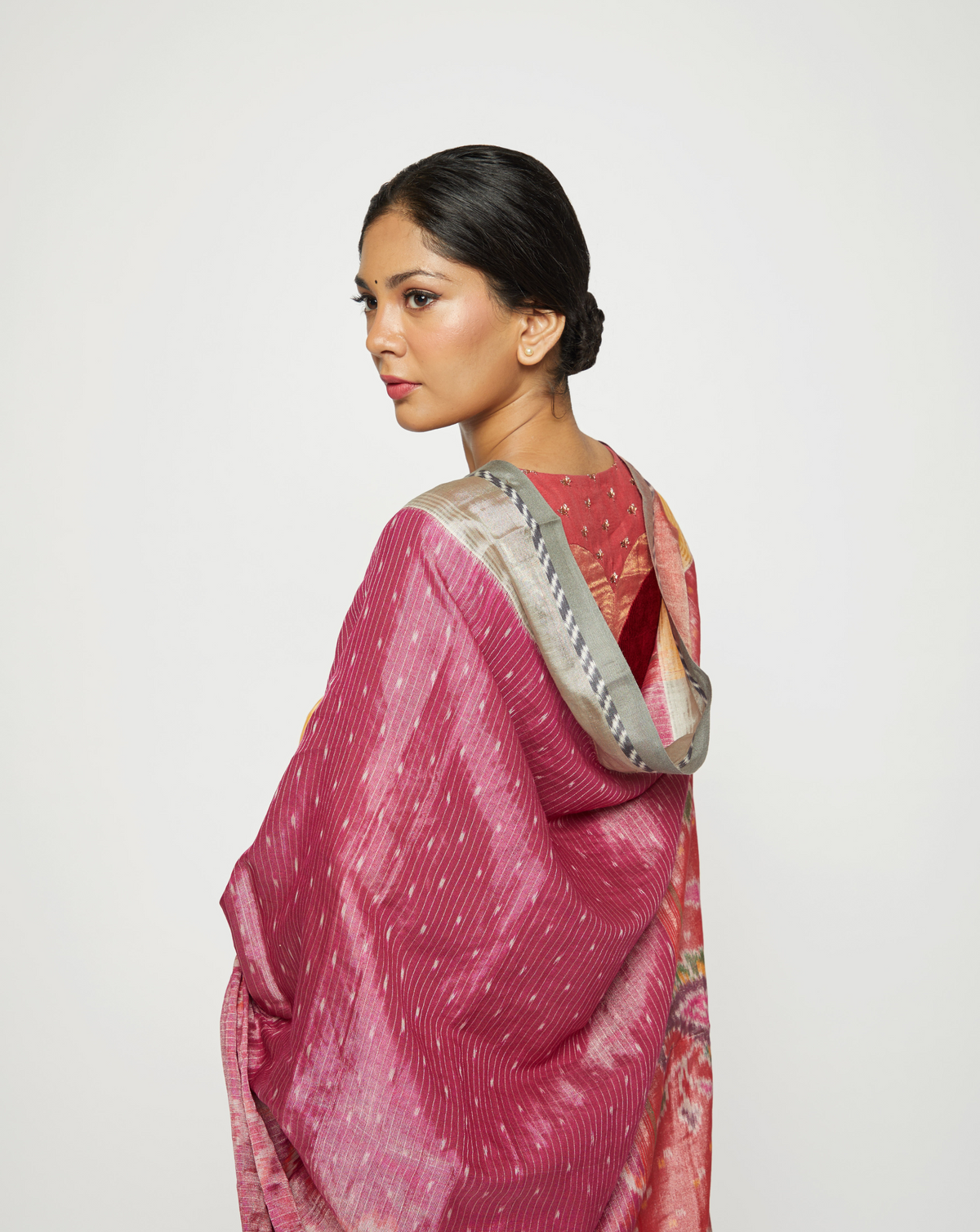 Sonah Handwoven Ikat Eri Silk Saree