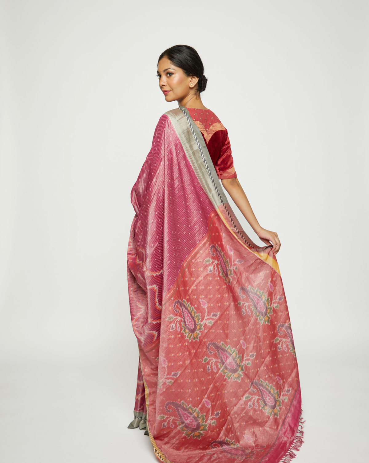 Sonah Handwoven Ikat Eri Silk Saree