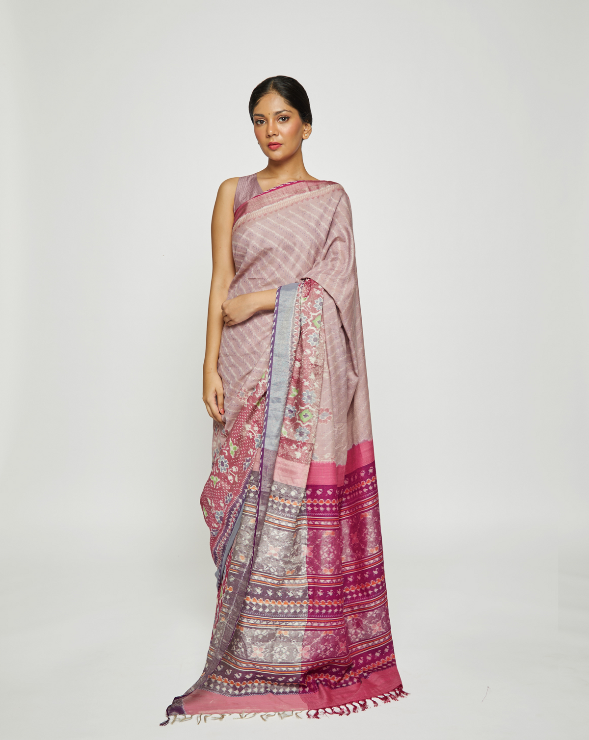 Suklah Handwoven Ikat Eri Silk Saree