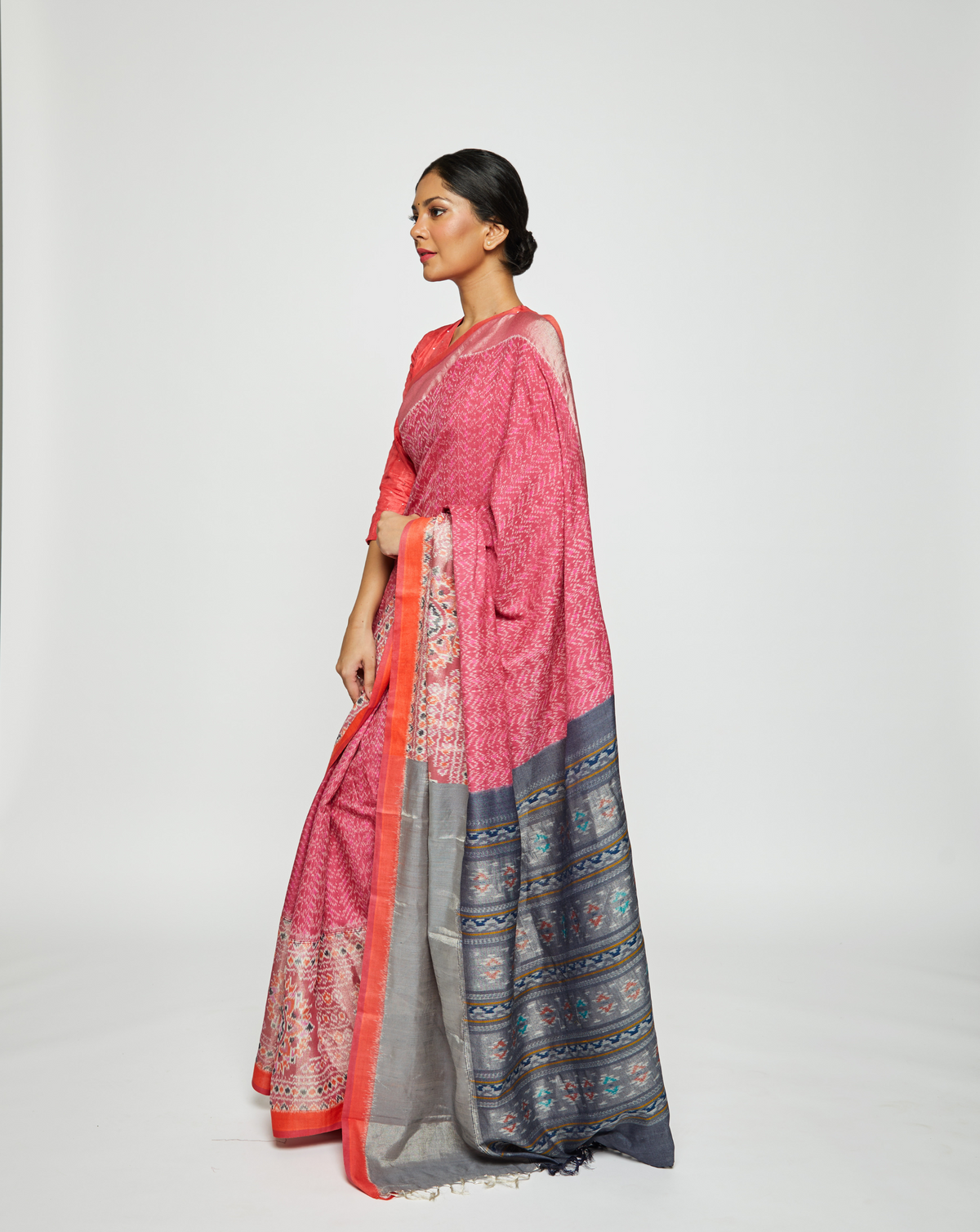 Patalah Handwoven Ikat Eri Silk Saree