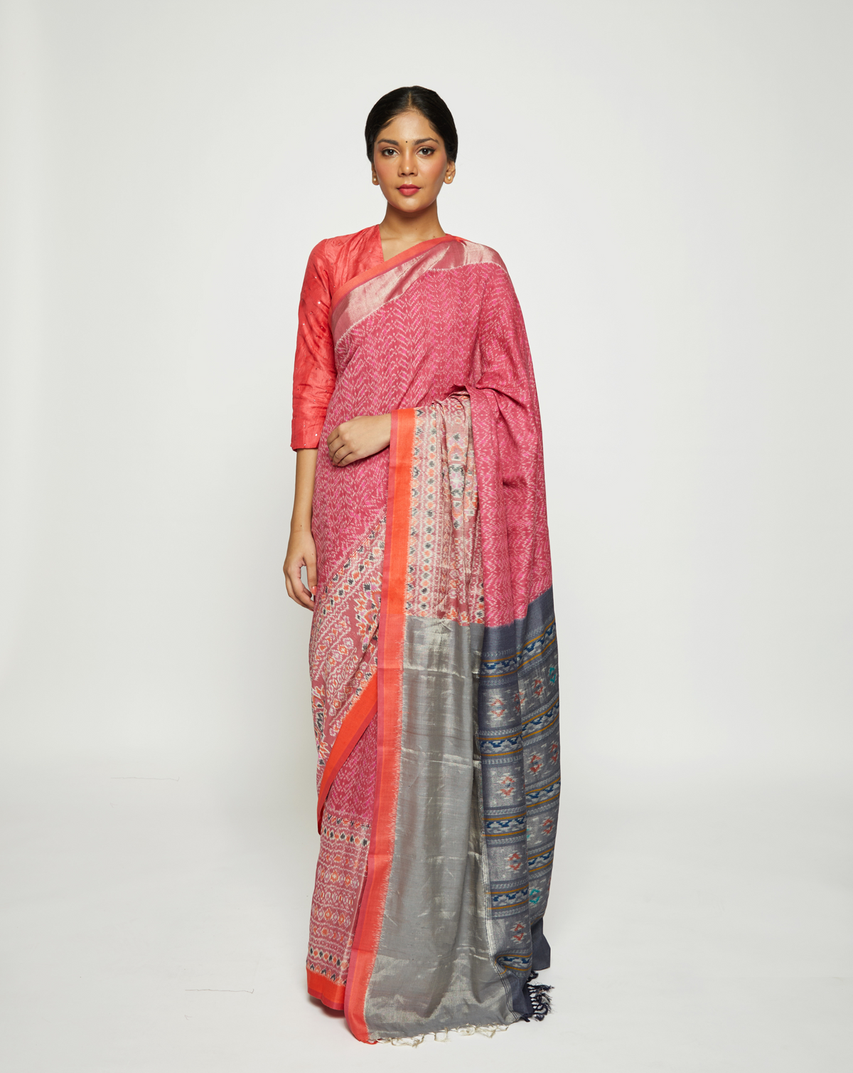 Patalah Handwoven Ikat Eri Silk Saree