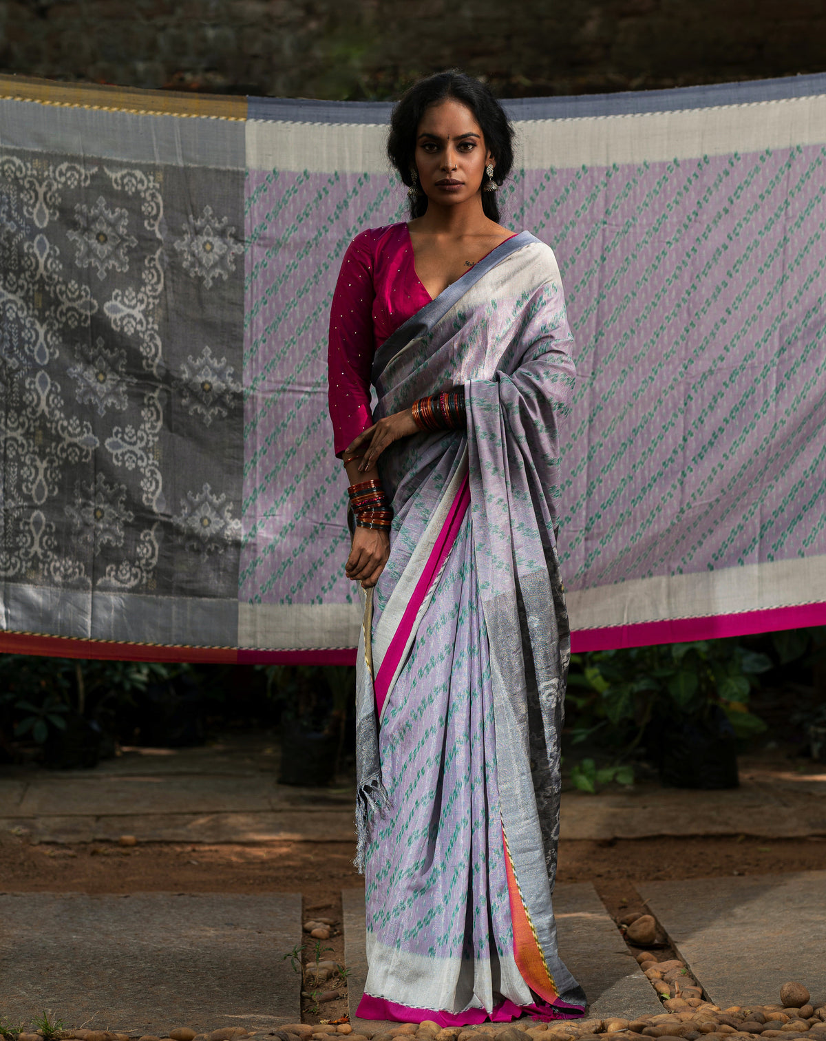 Lilac eri ikat saree