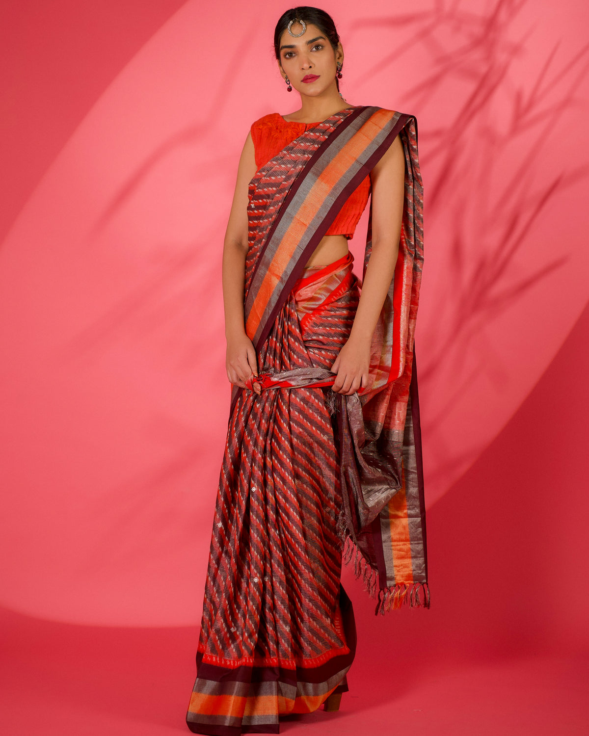 Anshumala Eri Silk Ikat Sari